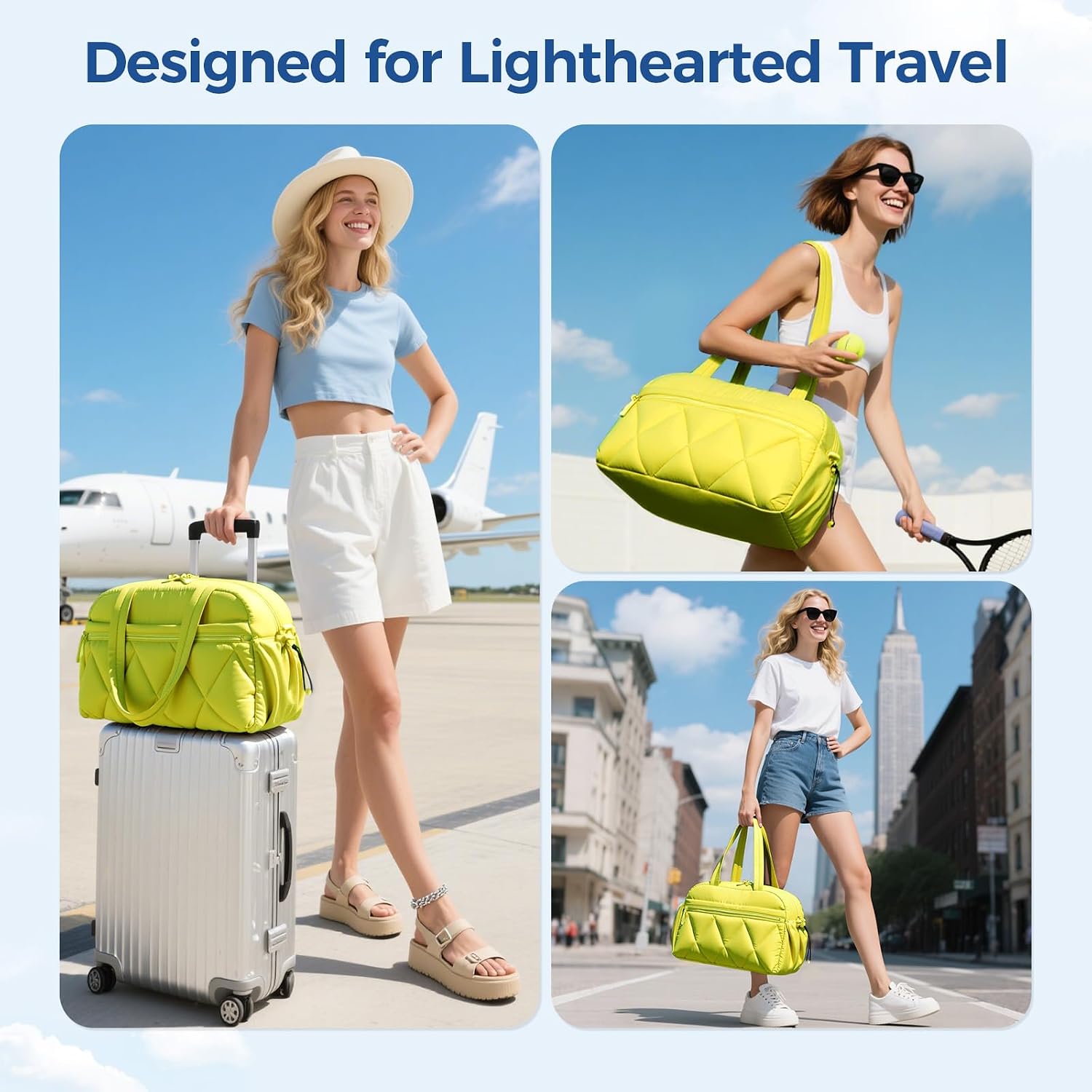 Thumbnail 5 de Lekespring women’s Weekend Overnight Bag (25L) with waterproof Taslon and shoe compartment – Yellow