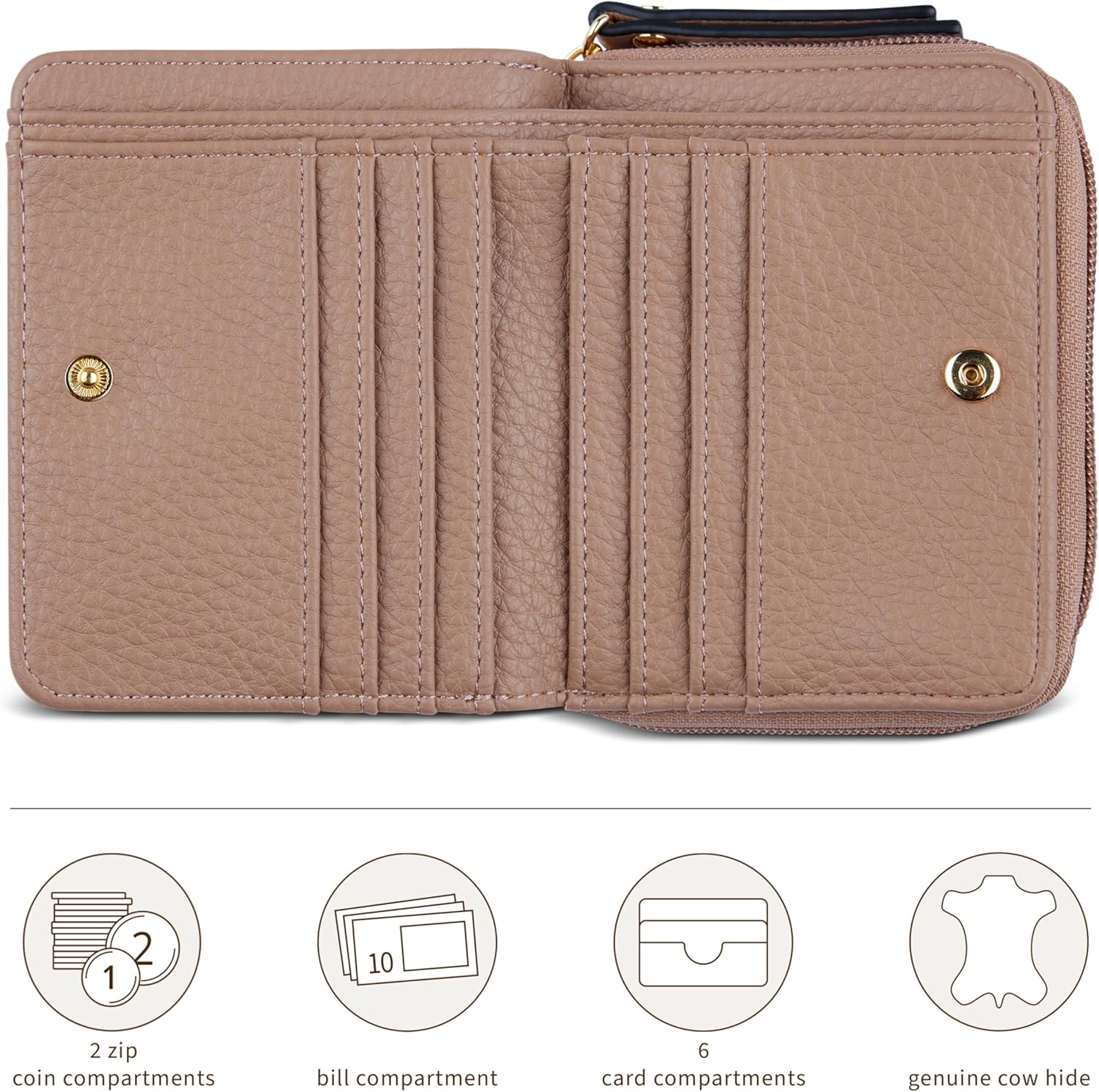 Thumbnail 4 de Bugatti Elina : portefeuille pour femme vieux rose avec porte-monnaie zippé