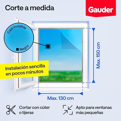 Detalle 2 de GAUDER Mosquitera de ventana 130x150 cm – protección anti-insectos sin perforar