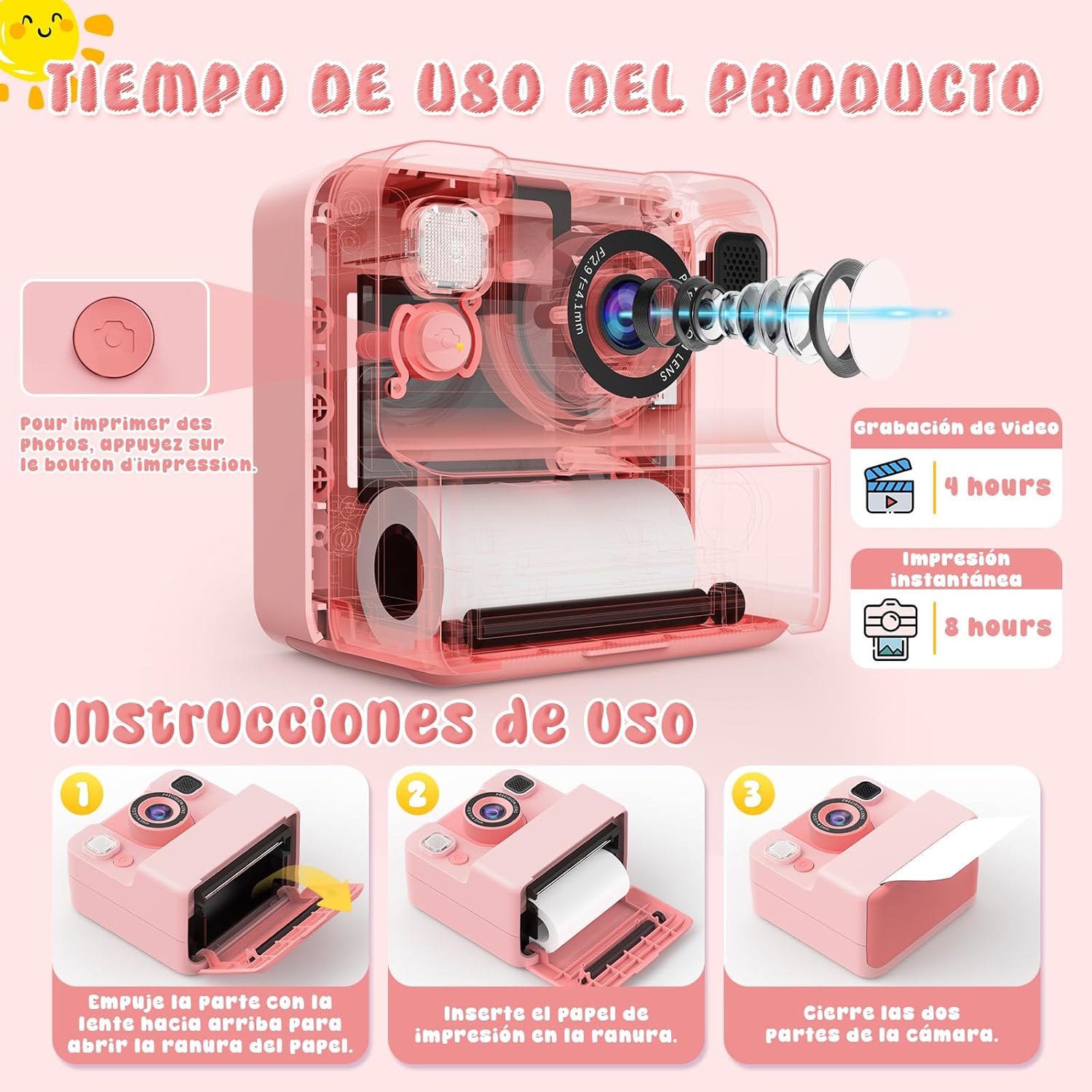 Thumbnail 2 de Cámara instantánea infantil 1080P 2.4" 32GB