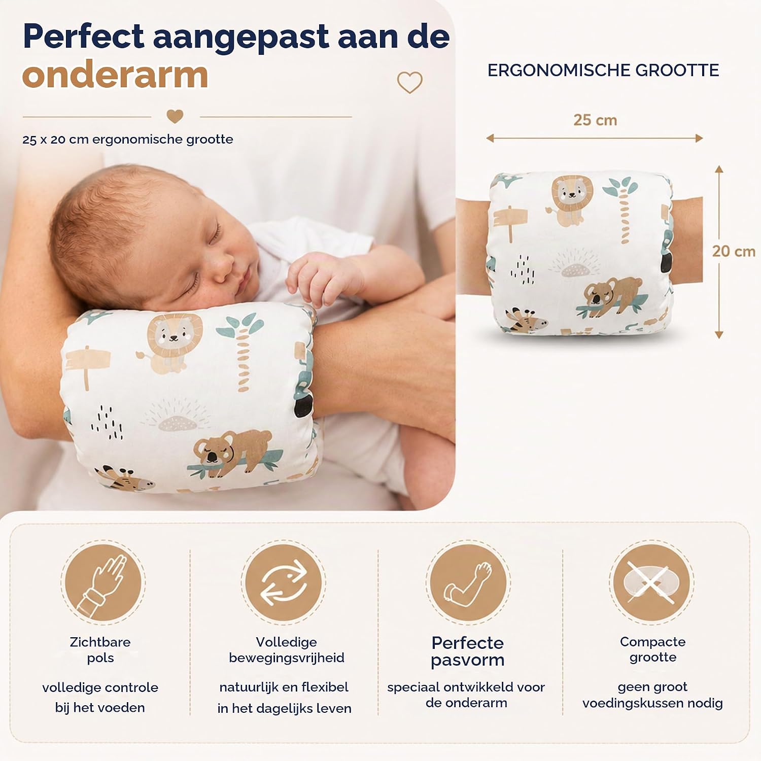 Detalle de Totsy Baby klein voedingskussen Giraffen, katoen en polyester, wasbaar op 30 °C