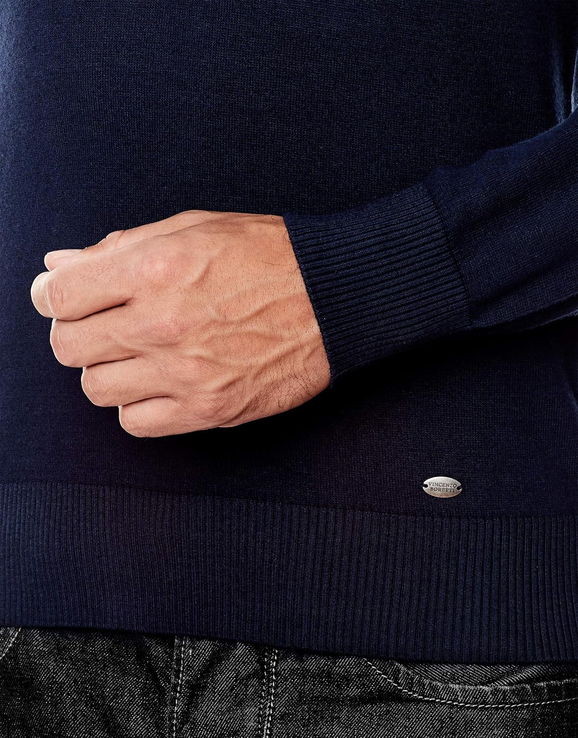 Thumbnail 3 de Vincenzo Boretti maglione uomo elegante con collo a V slim-fit