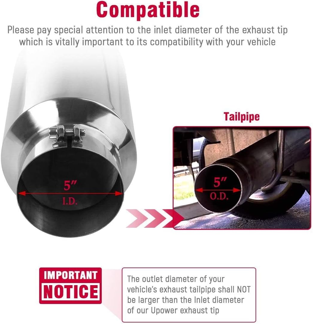 Thumbnail 1 de Upower 5in to 8in Exhaust Tip 15in