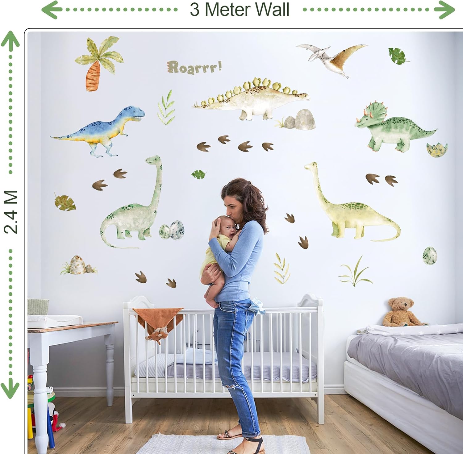 Thumbnail 5 de Watercolor Dinosaur Wall Stickers (Large) – Peel and Stick Dino Vinyl Cling Wall Decal for Nursery & Kids Rooms
