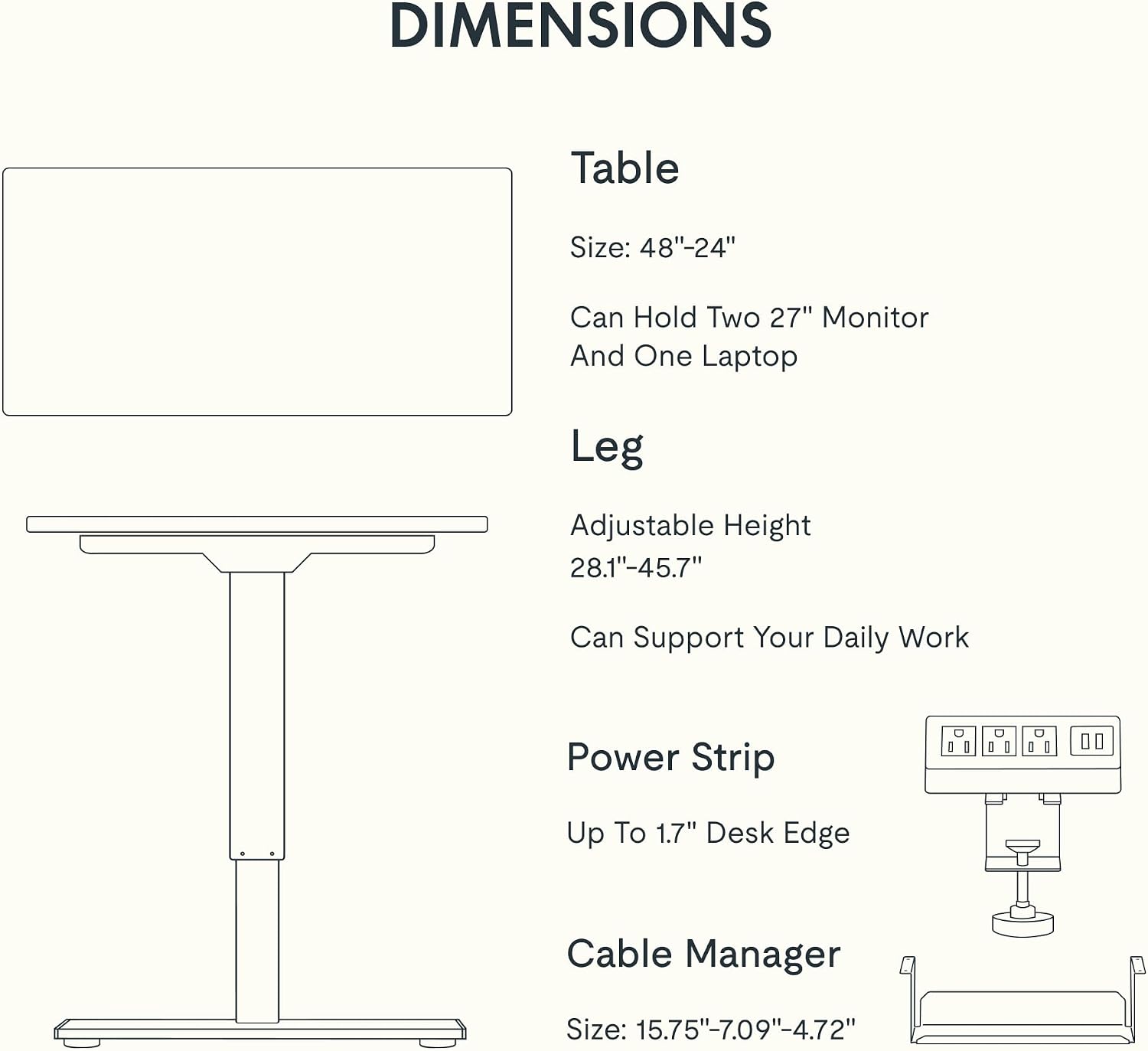 Detalle 2 de FLEXISPOT Standing Desk 48" x 24