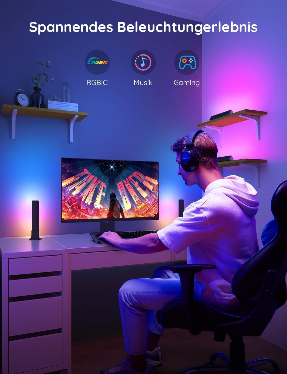 Thumbnail 1 de Govee Smart LED Lightbar RGBICWW – dimmbar, Musik-Synchronisierung, 3 Installationsoptionen
