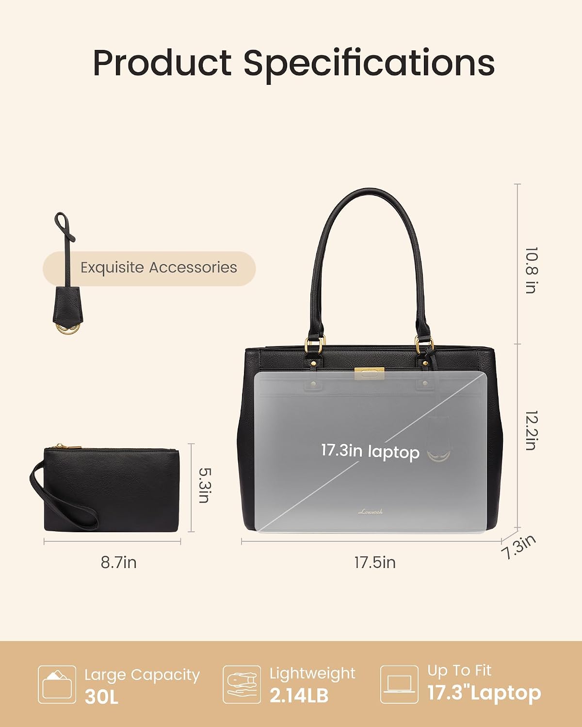 Detalle 1 de LOVEVOOK Laptop Tote Bag, 17.3-Inch