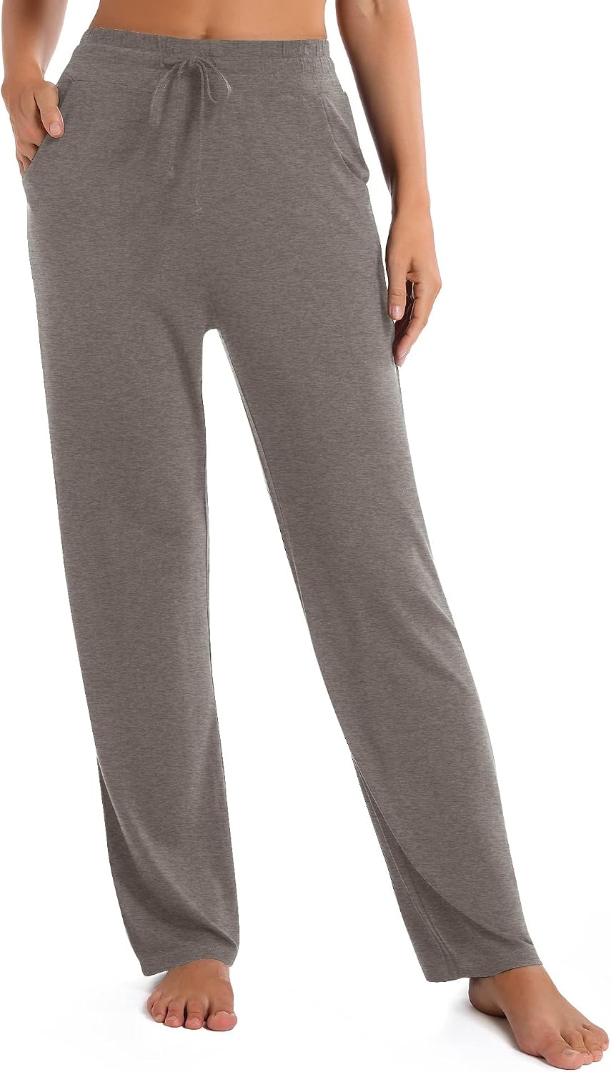 Detalle de Urban CoCo Women’s Straight Leg Long Pants with Elastic High Waist Drawstring and Deep Pockets