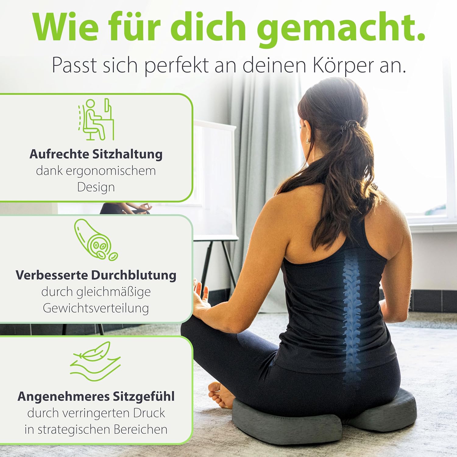 Detalle 2 de feela.® Orthopädisches Sitzkissen 45 × 36 × 7,5 cm 💺