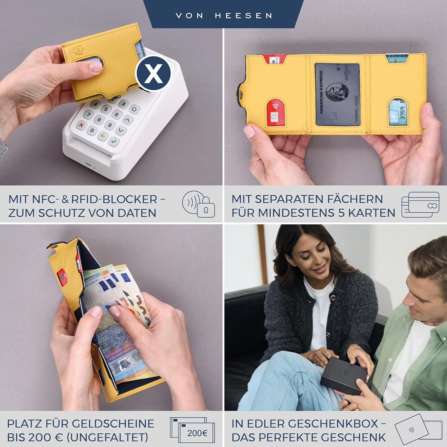 Thumbnail 1 de VON HEESEN Slim Wallet mit XXL Münzfach & RFID-Schutz – Echtleder, kompakt und praktisch
