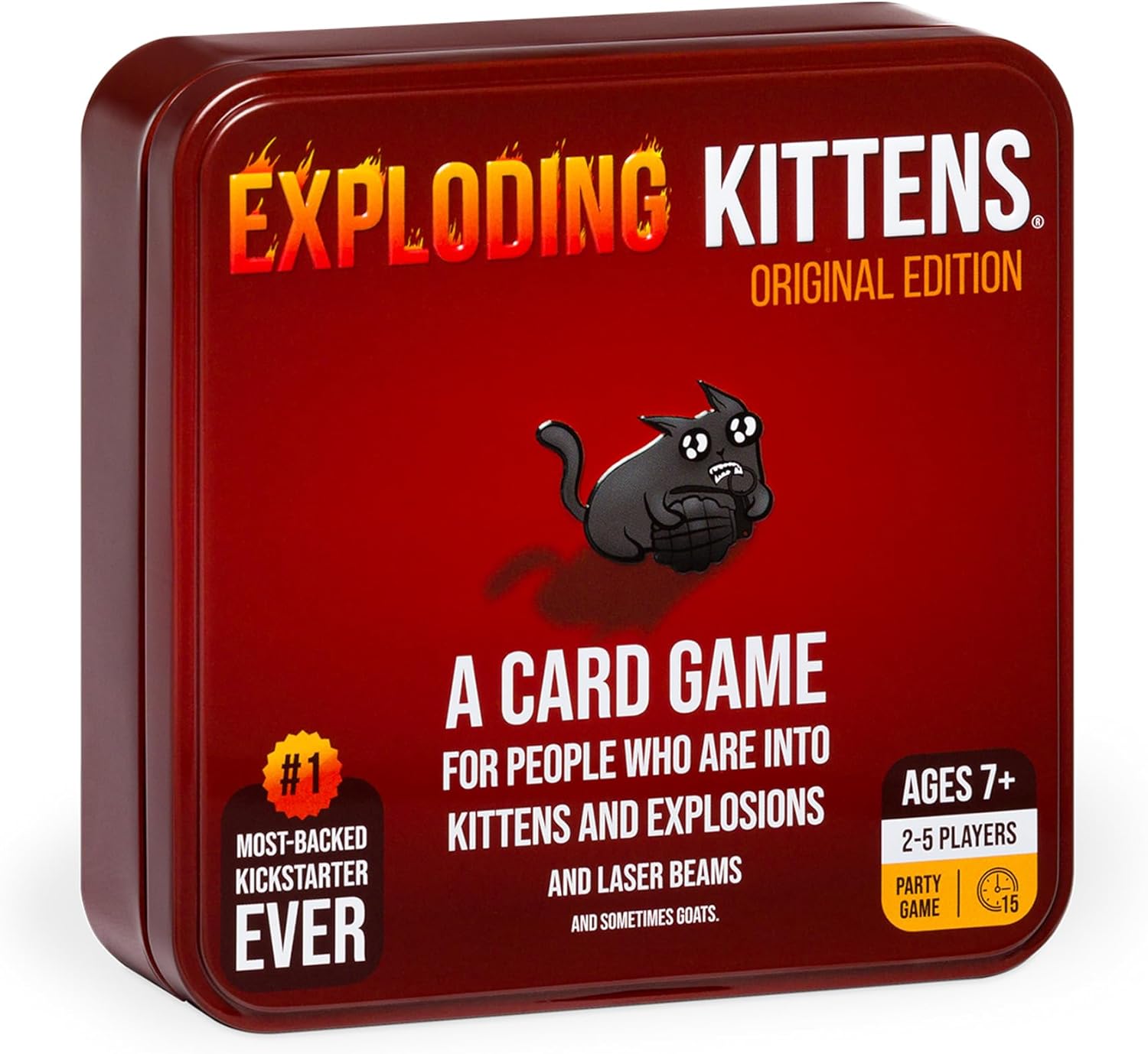Detalle de Exploding Kittens Original Edition in einer Sammelbox – Belustigendes Karten-Partyspiel für 2–5 Spieler, ab 7 Jahren