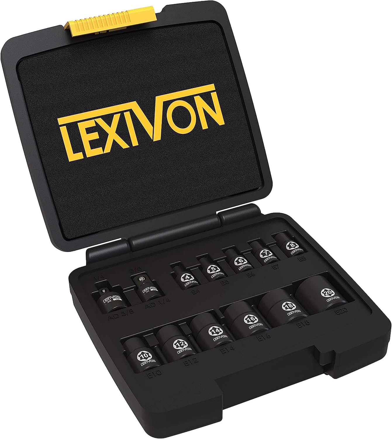 Detalle 2 de Set di chiavi E-Torx femmina LEXIVON LX-147 (13 pezzi) 1/4 e 3/8 con adattatori
