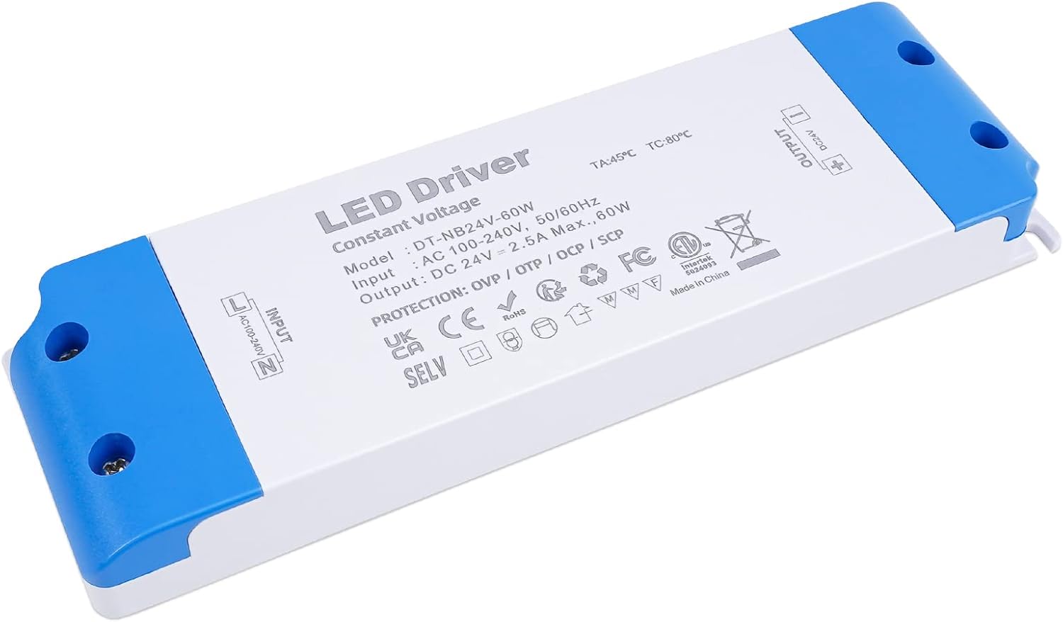 VARICART LED Transformer 60W ultra-slim 24V DC driver (24V constant voltage, 240V AC input)