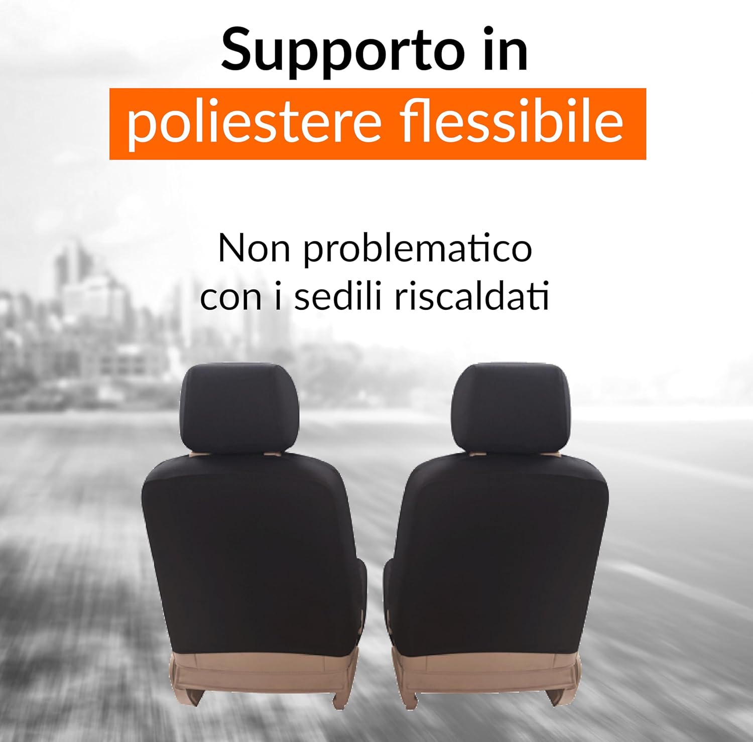 Detalle 2 de Upgrade4cars Coprisedili Auto Universale Ecopelle Beige – Set Completo Anteriore e Posteriore