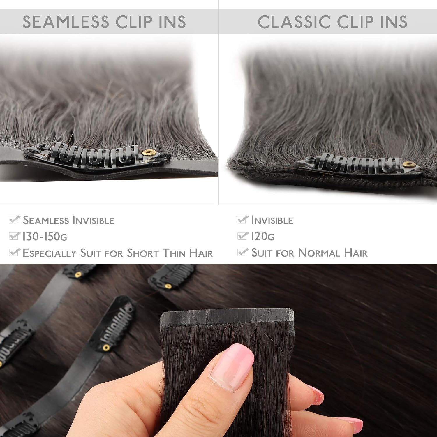 Thumbnail 2 de WENNALIFE Seamless Clip-In Hair Extensions 24" 160g 💇♀