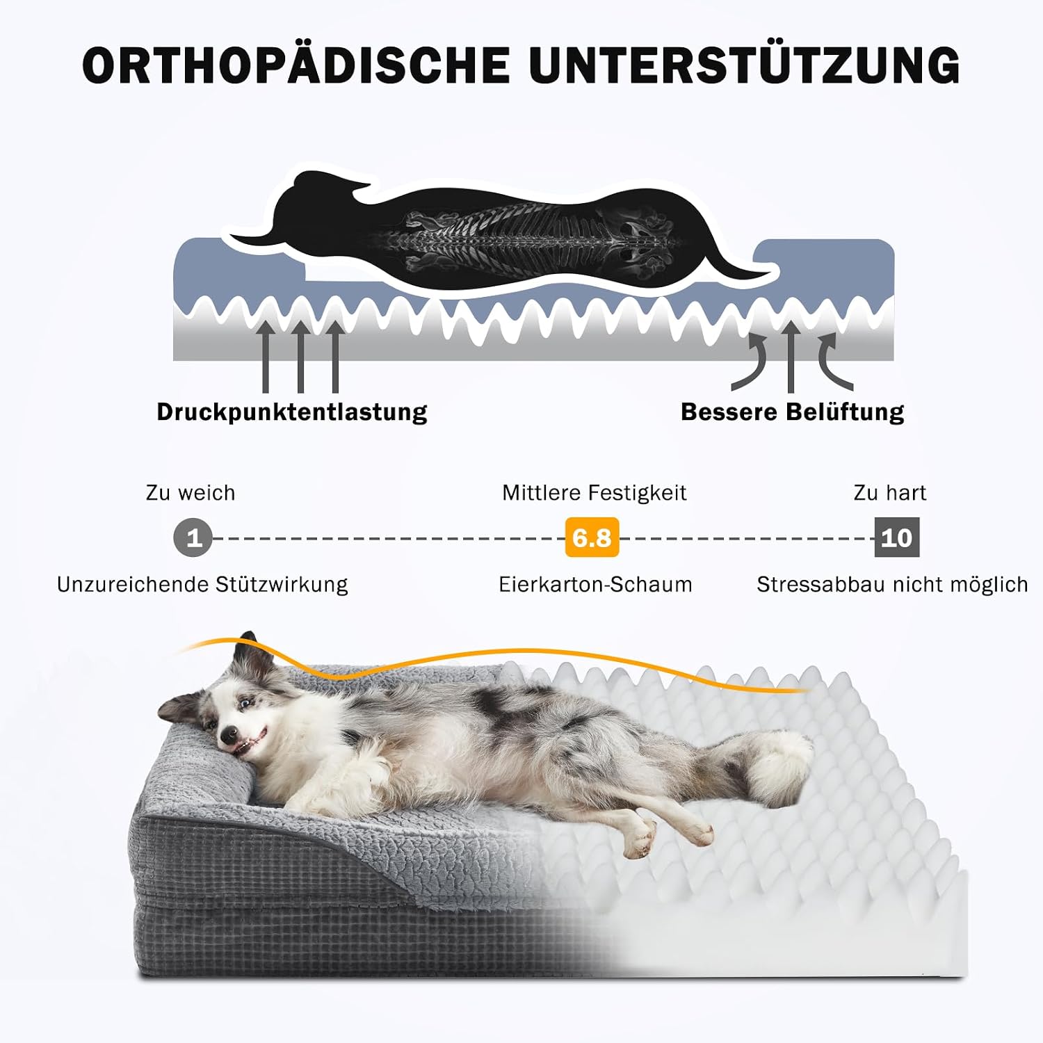 Detalle 2 de FURTIME Orthopädisches Hundebett XL 107×81×19cm