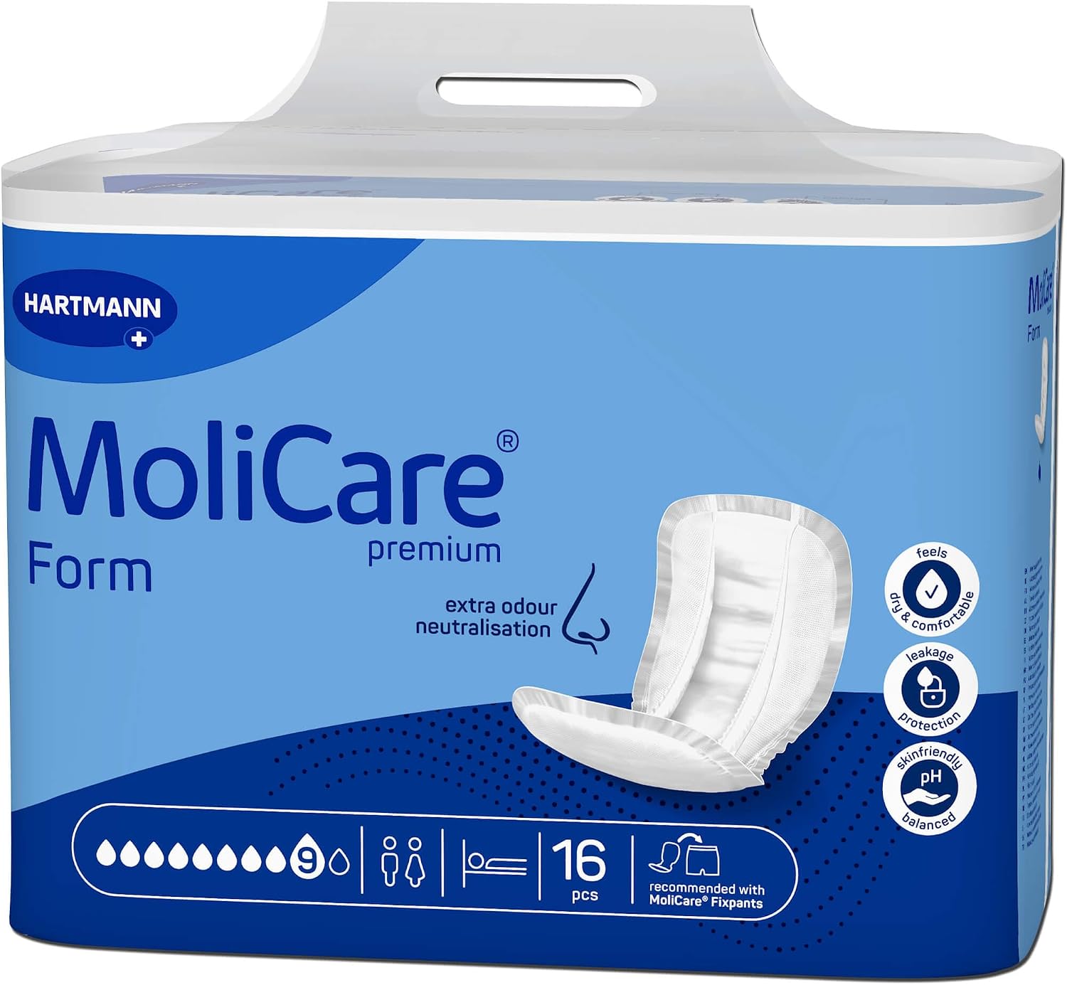 Thumbnail 1 de Molicare Premium Form 9 Tropfen – Schwerste Inkontinenz, extra Auslaufschutz, diskret (16 Stück)