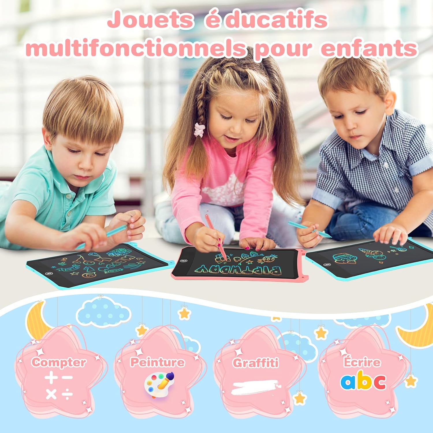 Detalle 2 de RaceGT Tablette dessin enfant LCD 8,5 pouces ardoise magique, lot de 2