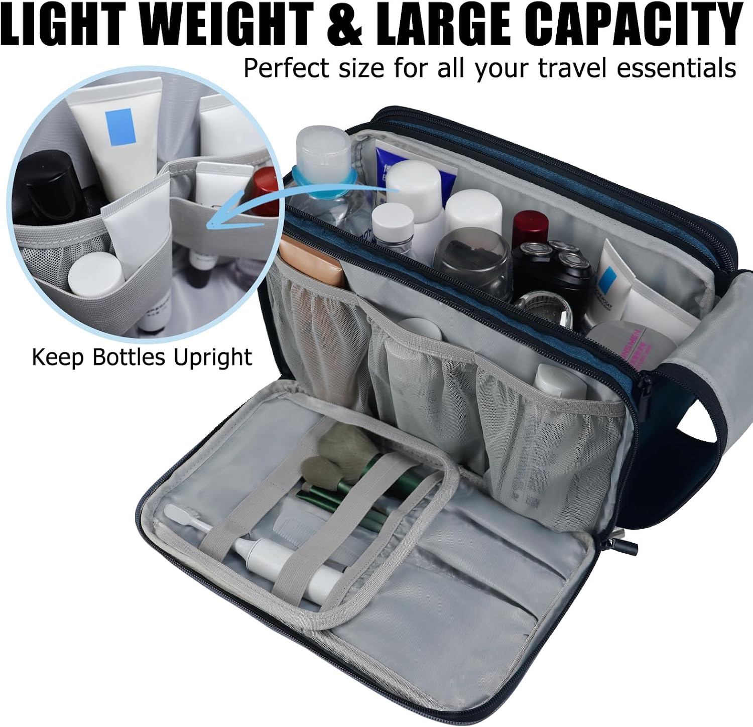 Detalle 2 de Gloppie Toiletry Bag Large Washbag for Travel Blue