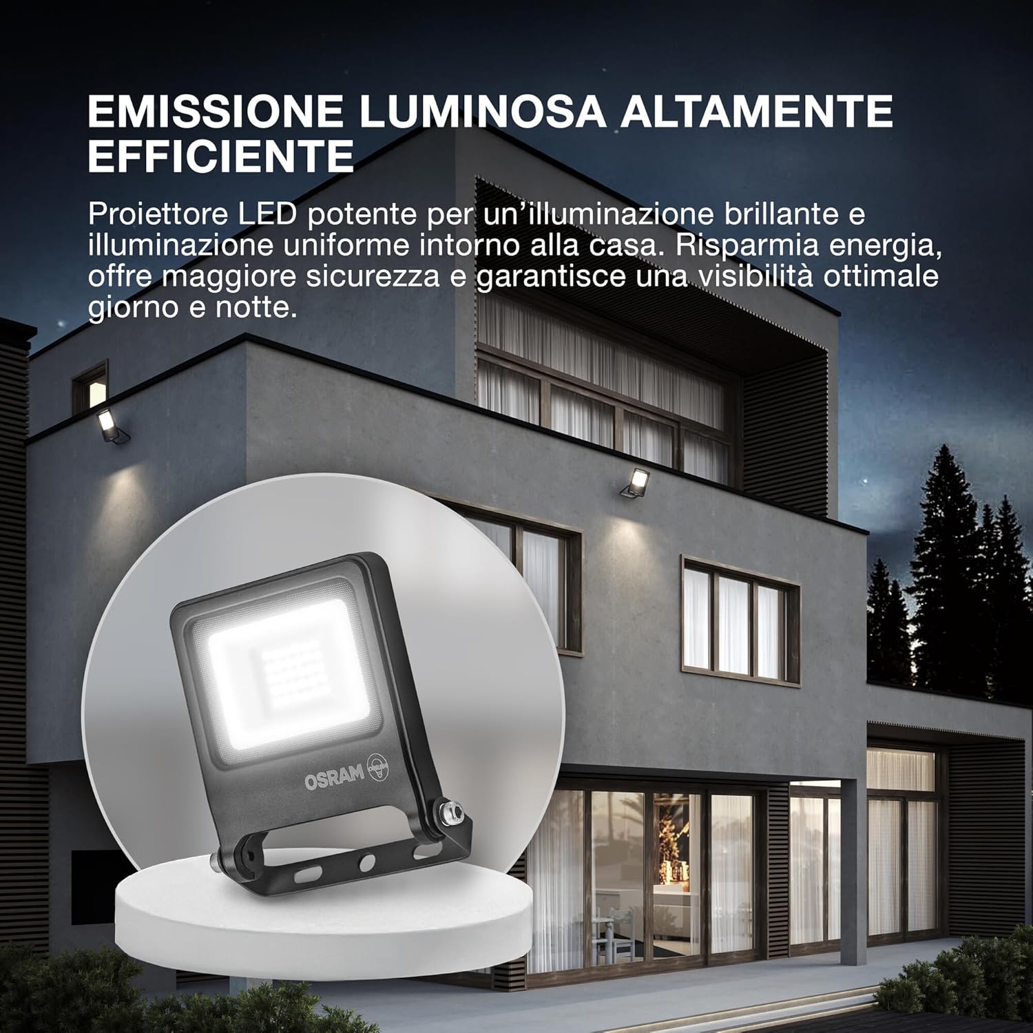 Thumbnail 1 de OSRAM Proiettore LED ENDURA FLOOD PC 30W – Bianco caldo 3000K, 180° rotazione, IP65