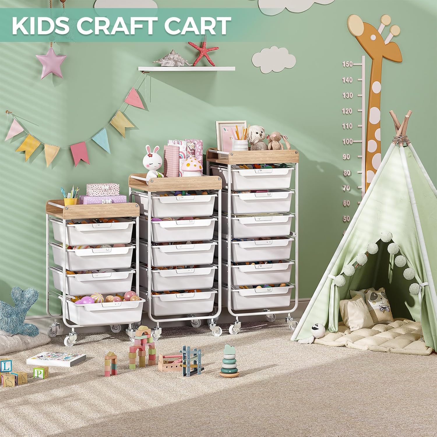 Thumbnail 6 de SYKIARIOL 1431+1233+1432 Rolling Craft Storage Cart, 4 Drawers