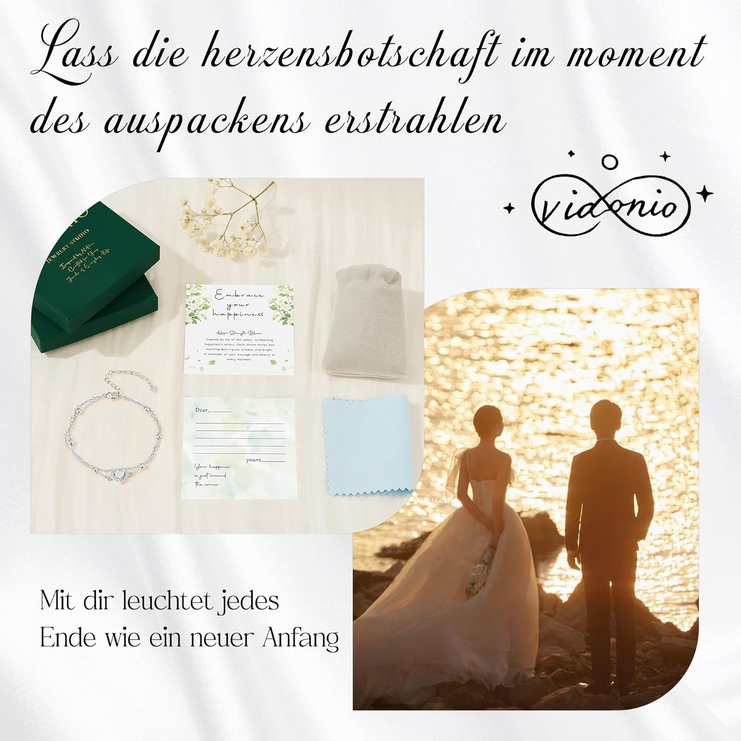 Thumbnail 6 de vidonio Layered Herz-Armband für Damen aus 925 Silber – verstellbar, mit Cubic-Zirkonia