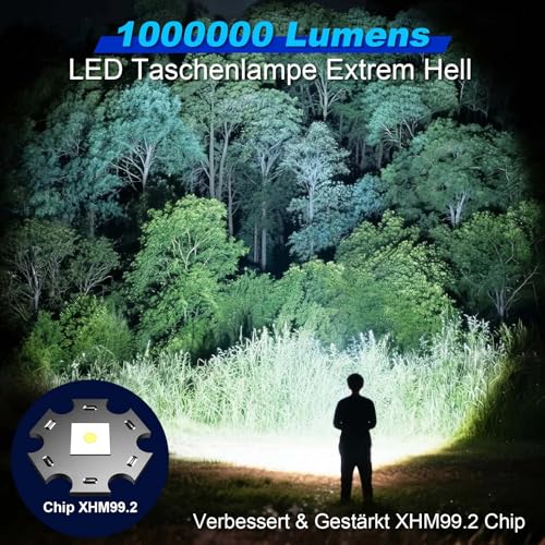 Thumbnail 2 de Fsiviim Taschenlampe LED Aufladbar S10 Extrem Hell – 1.000.000 Lumen, IP67, Zoom, 5 Modi