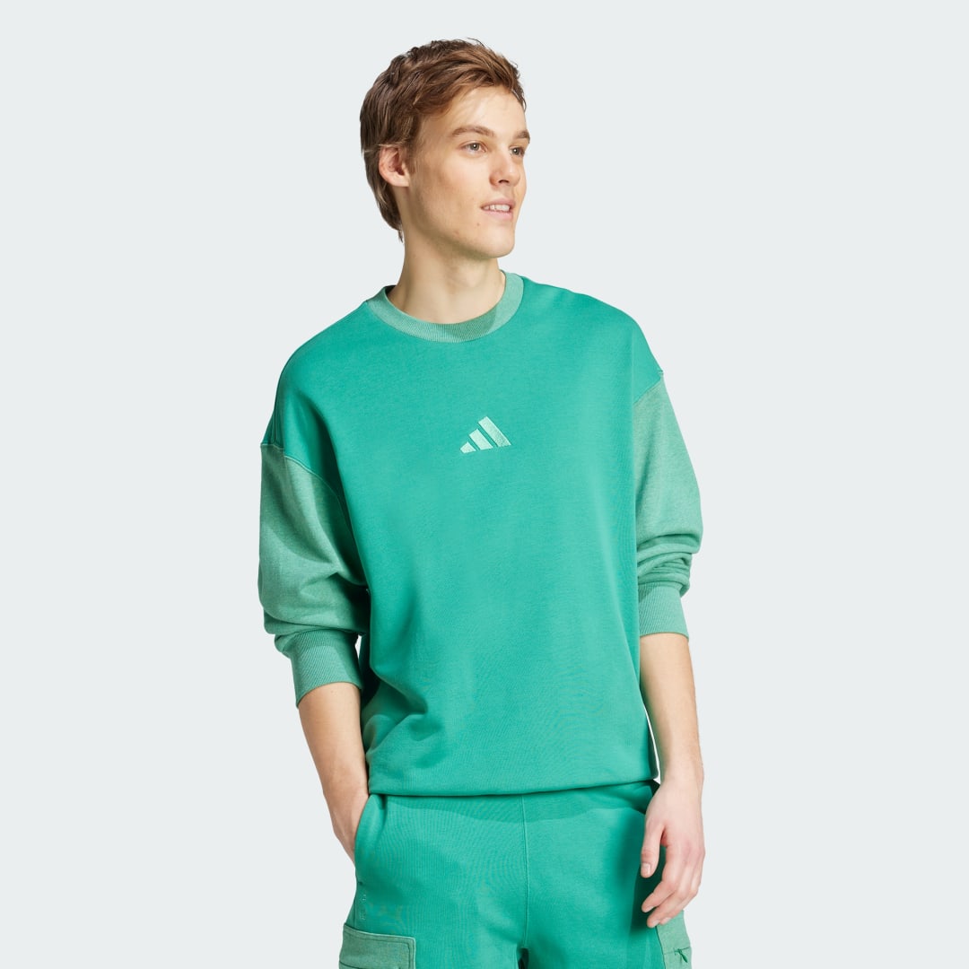 Detalle de All SZN French Terry Colorblock Crew Sweatshirt - Adidas en verde