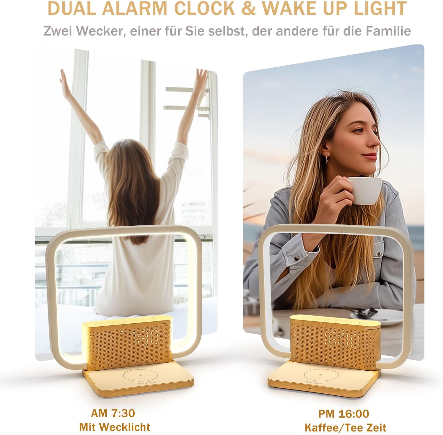 Thumbnail 4 de blonbar Wake-Up-Licht & Tischlampe mit Touch-Dimmung, Snooze und Qi-Ladefunktion (10-W Wireless Charger)