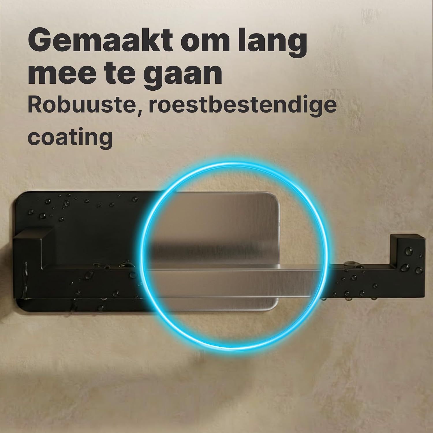 Detalle de Minismus zelfklevende toiletrolhouder van zwart mat roestvrij staal