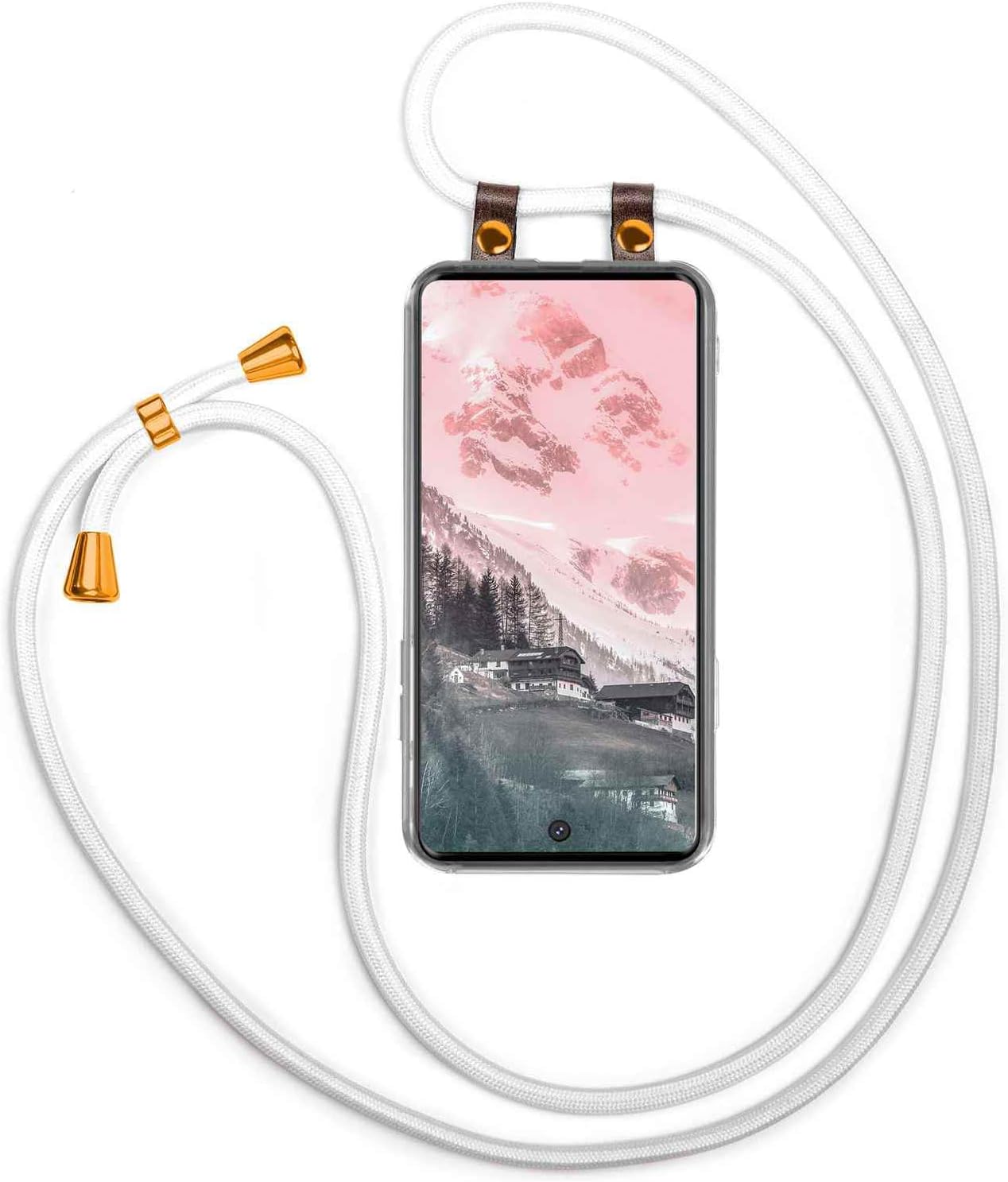 moex Chaîne de téléphone Portable pour Samsung Galaxy S20 / S20 5G – Coque avec Sangle réglable en Blanc
