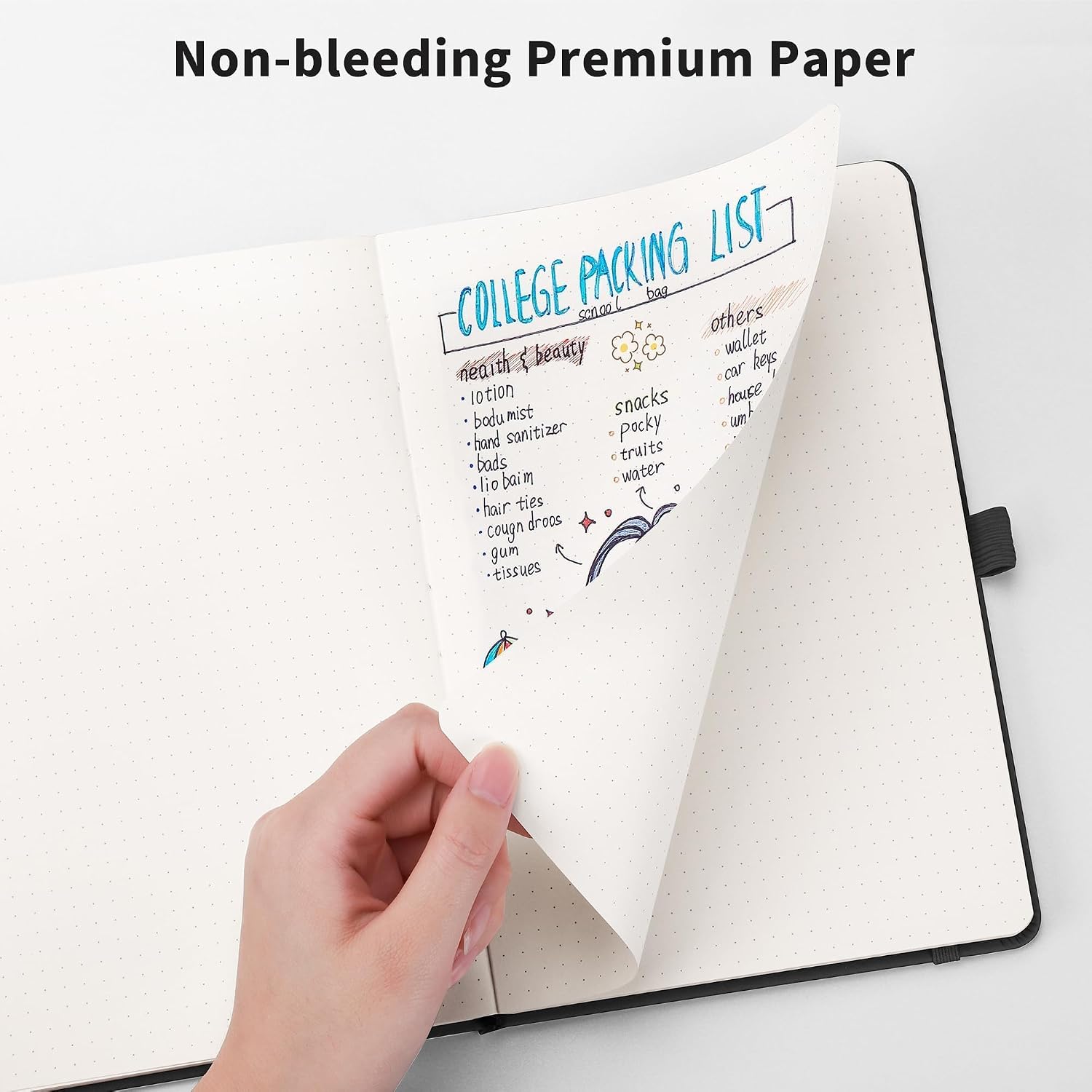 Detalle de RETTACY A5 Dotted Journal Notebook, 192 Pages, 100 GSM Paper, Light Blue