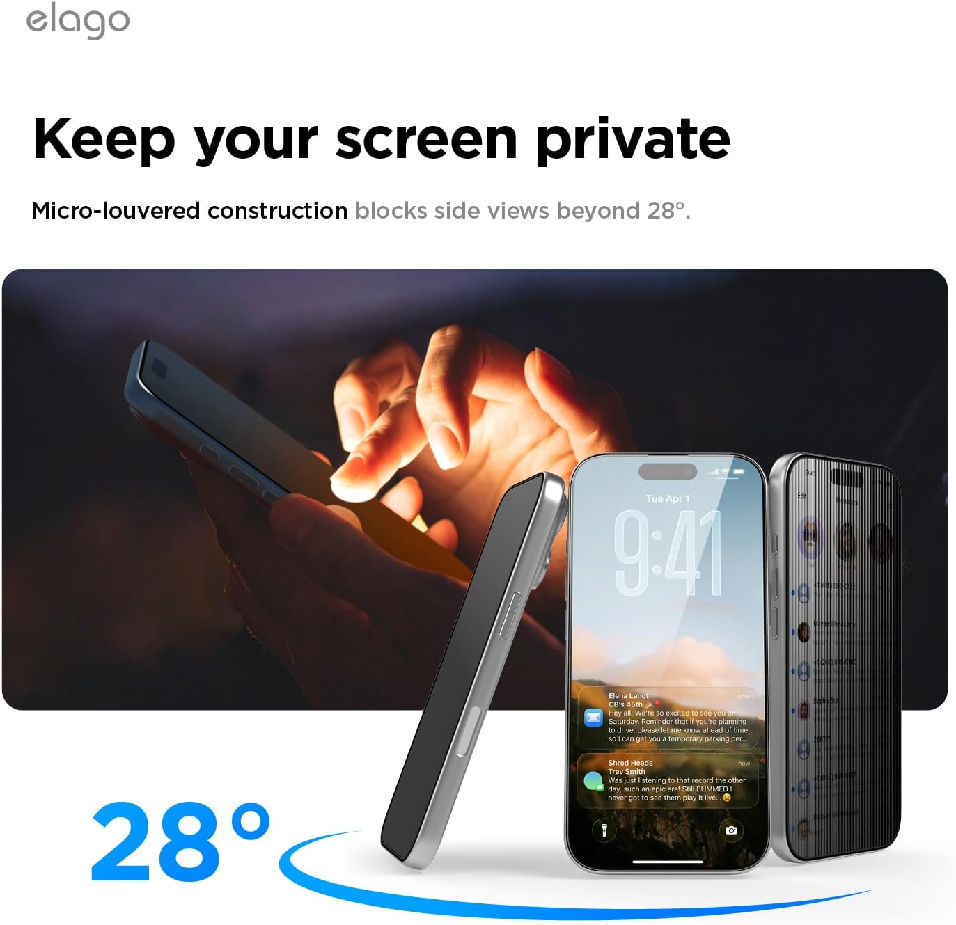 Detalle de elago Pellicola Privacy in vetro temperato 9H per iPhone 17 Pro Max – protezione anti-spy (2 pezzi)