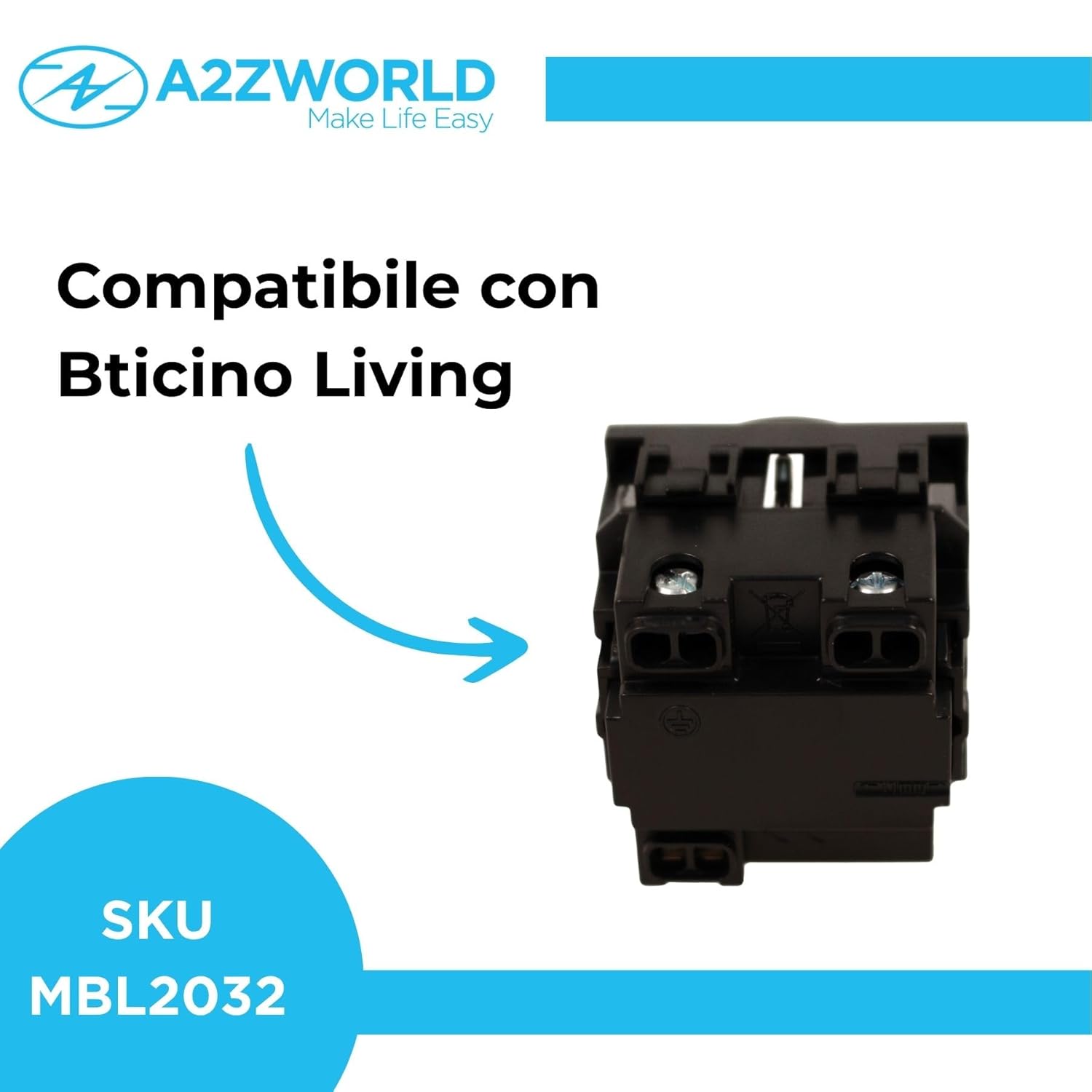 Thumbnail 4 de Presa Schuko 2P+T 16A Compatibile con Bticino Living Light – 4 Colori (Nero)