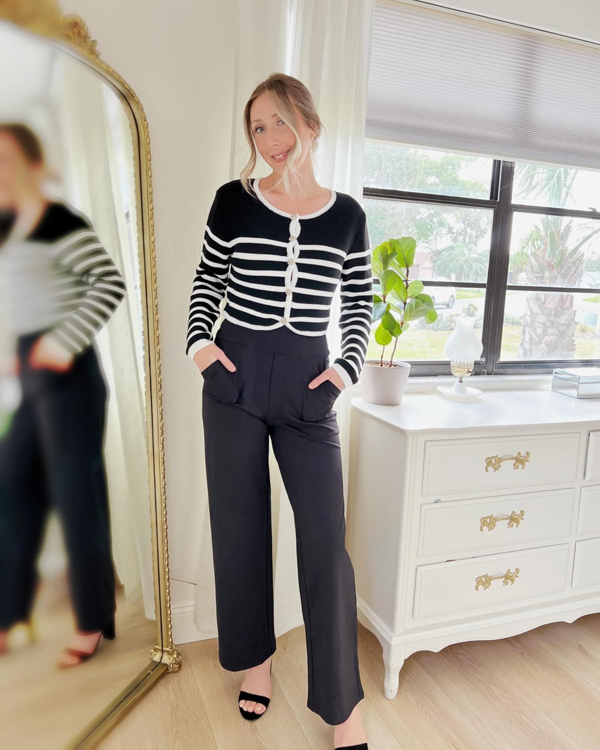 Thumbnail 1 de G4Free Yoga Damenhose mit hoher Taille und 4 Taschen – weites Bein, Stretch & Bauchkontrolle