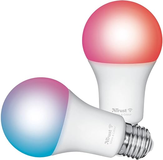 Detalle de Trust WiFi E27 Bombilla LED RGB, Compatible Alexa y Google, Pack de 2