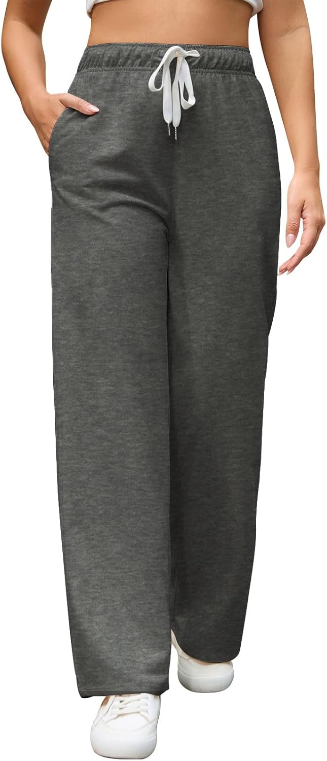 Detalle de Vorvowry Women Tracksuit Bottoms: High Waist Wide Leg Joggers with Pockets