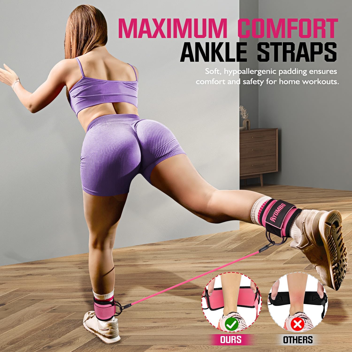 Detalle 1 de Ayombo Ankle Bands Ankle Resistance Bands with Cuffs, 3 Resistance Levels
