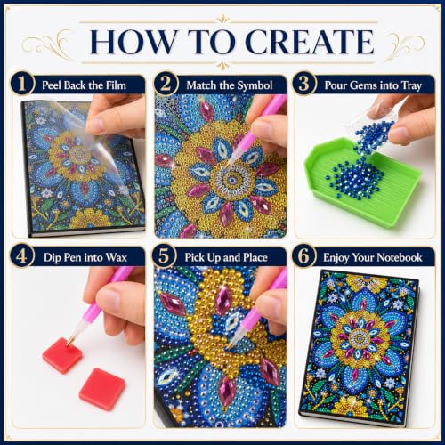 Thumbnail 7 de JATOK 2 Pack Diamond Painting Notebooks for Girls – A5 Blank Journals with Gem Art Craft Kits