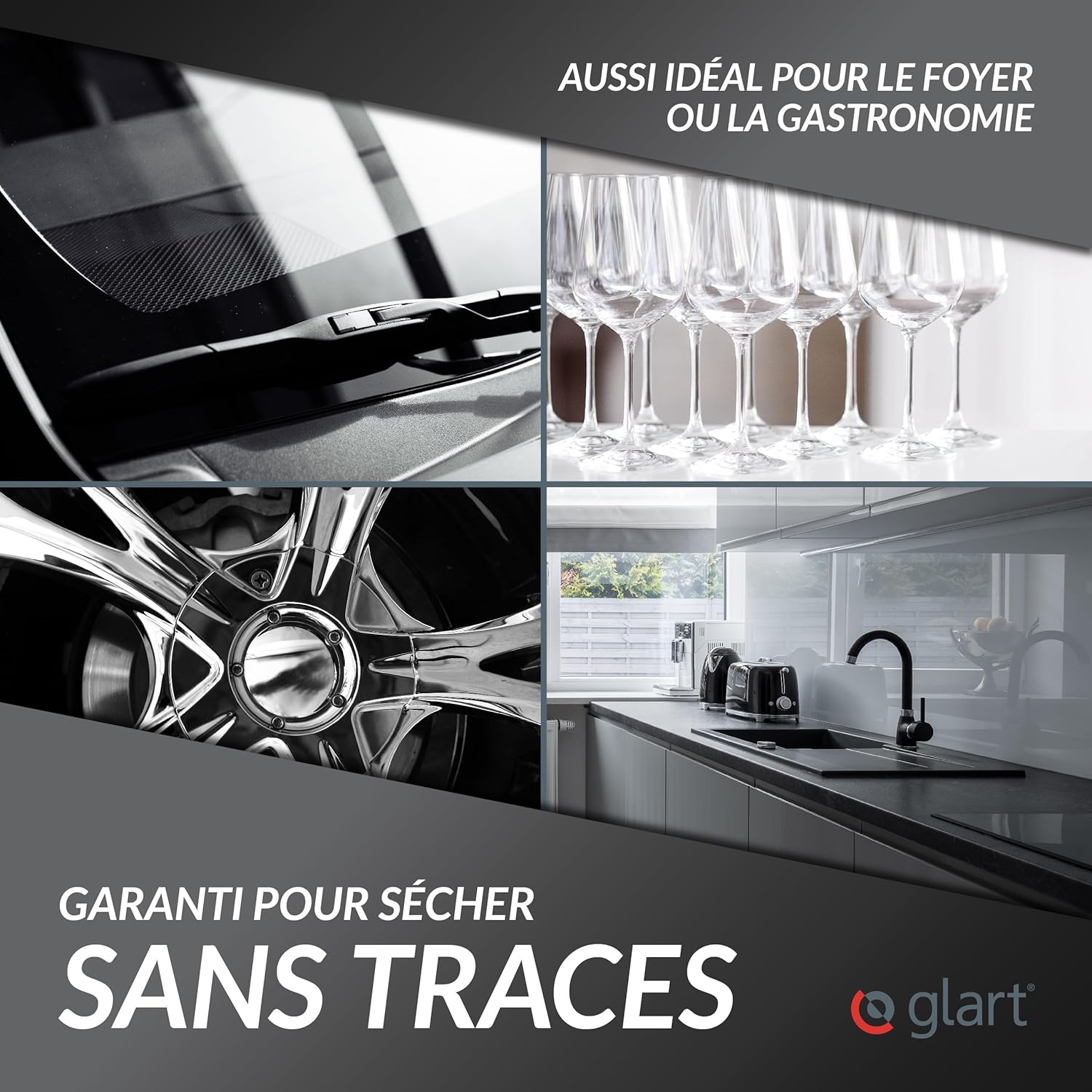 Thumbnail 4 de Glart 47TB Lot de 2 Chiffons Microfibre XXL 70×40 cm – séchage doux et absorbant pour peinture, verre et carrosserie