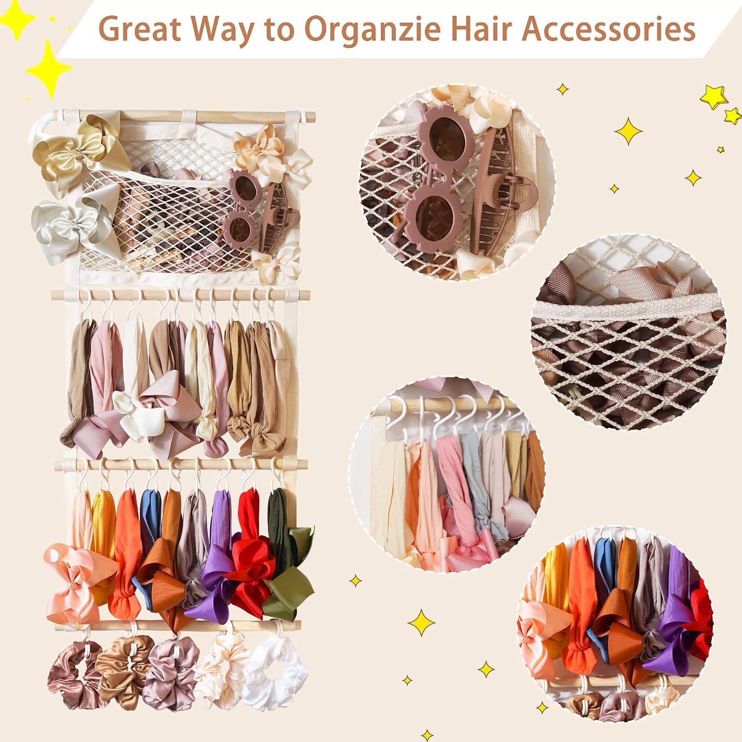 Detalle 2 de kangaroo Headband Holder for Baby Bows, 15" x 30" Wall Organizer