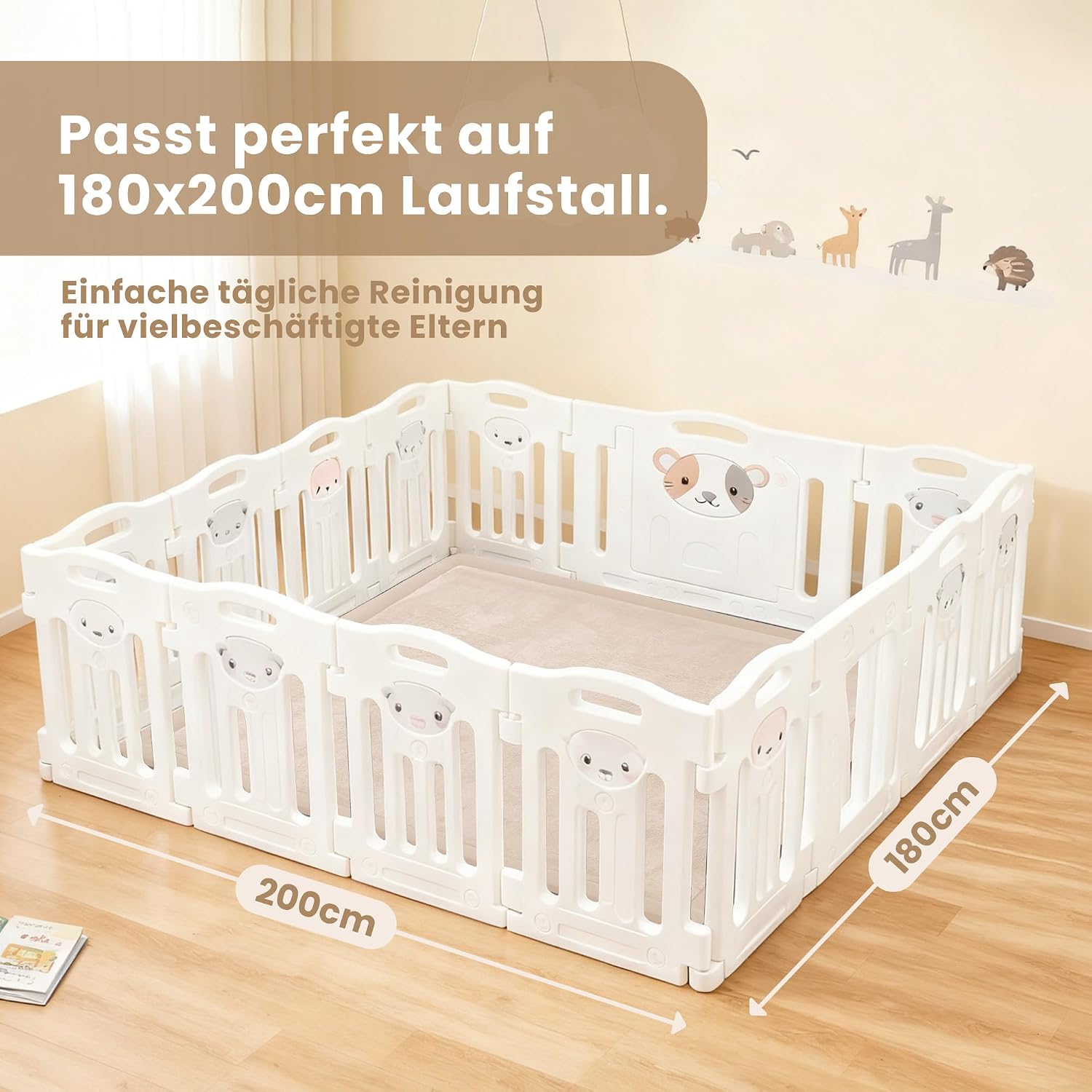 Thumbnail 6 de ACOMOPACK Baby Krabbelmatte 180x200x3.5 cm – Rutschfeste, schaumgefüllte Krabbeldecke in Beige