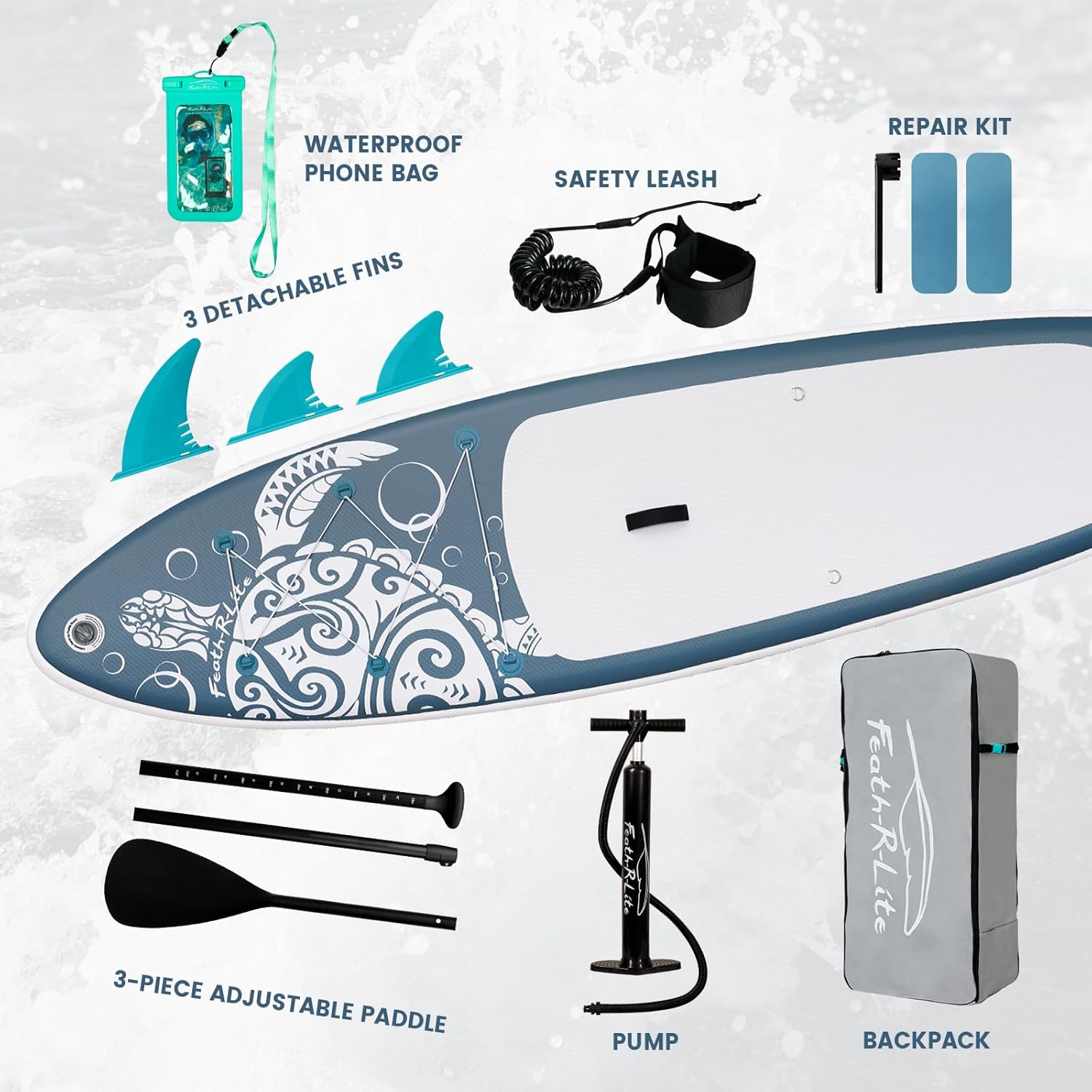 Thumbnail 2 de FEATH-R-LITE Inflatable Paddle Board — 10'6" x 33" x 6" with Premium Accessories