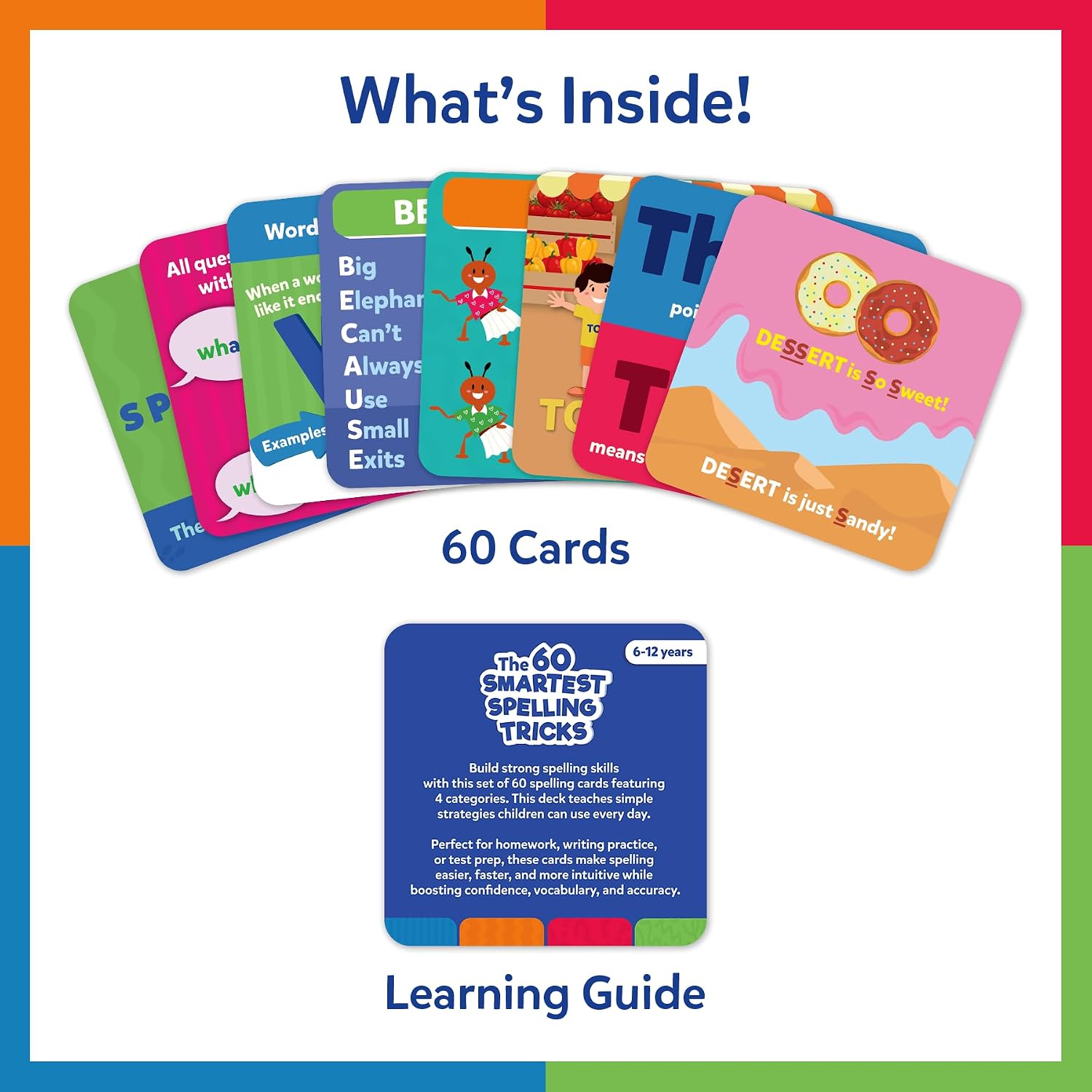 Thumbnail 1 de Skillmatics Spelling Tricks Flash Cards, 60-Card Set for Grades 1–6