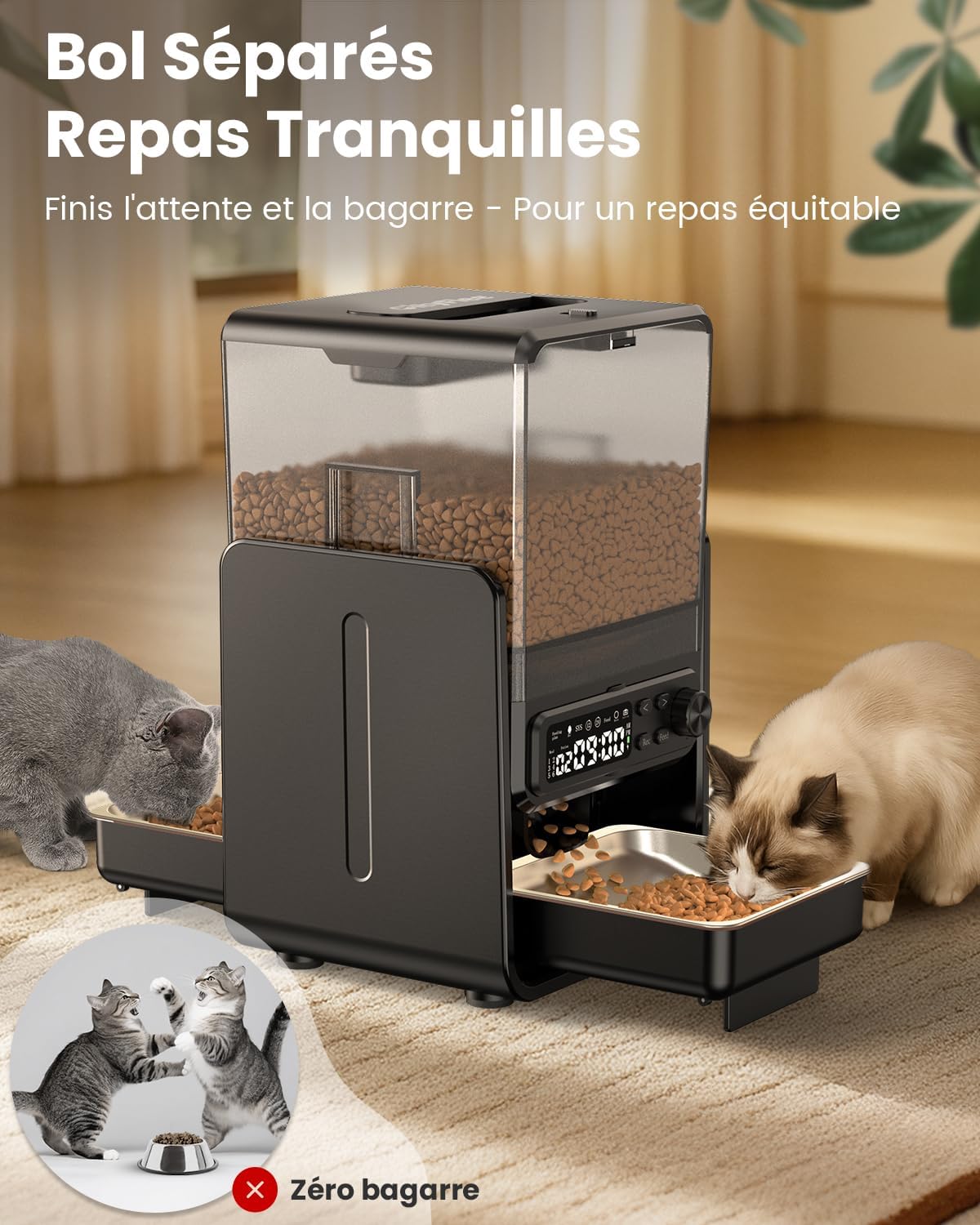 Detalle 2 de Cityflee Distributeur automatique pour 2 chats 5L