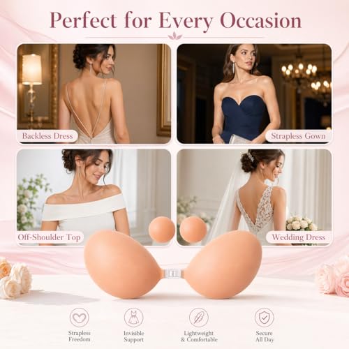 Detalle de Bvanzo Stick On Backless Strapless Push Up Bra (UK) – Invisible Silicone Adhesive Bra