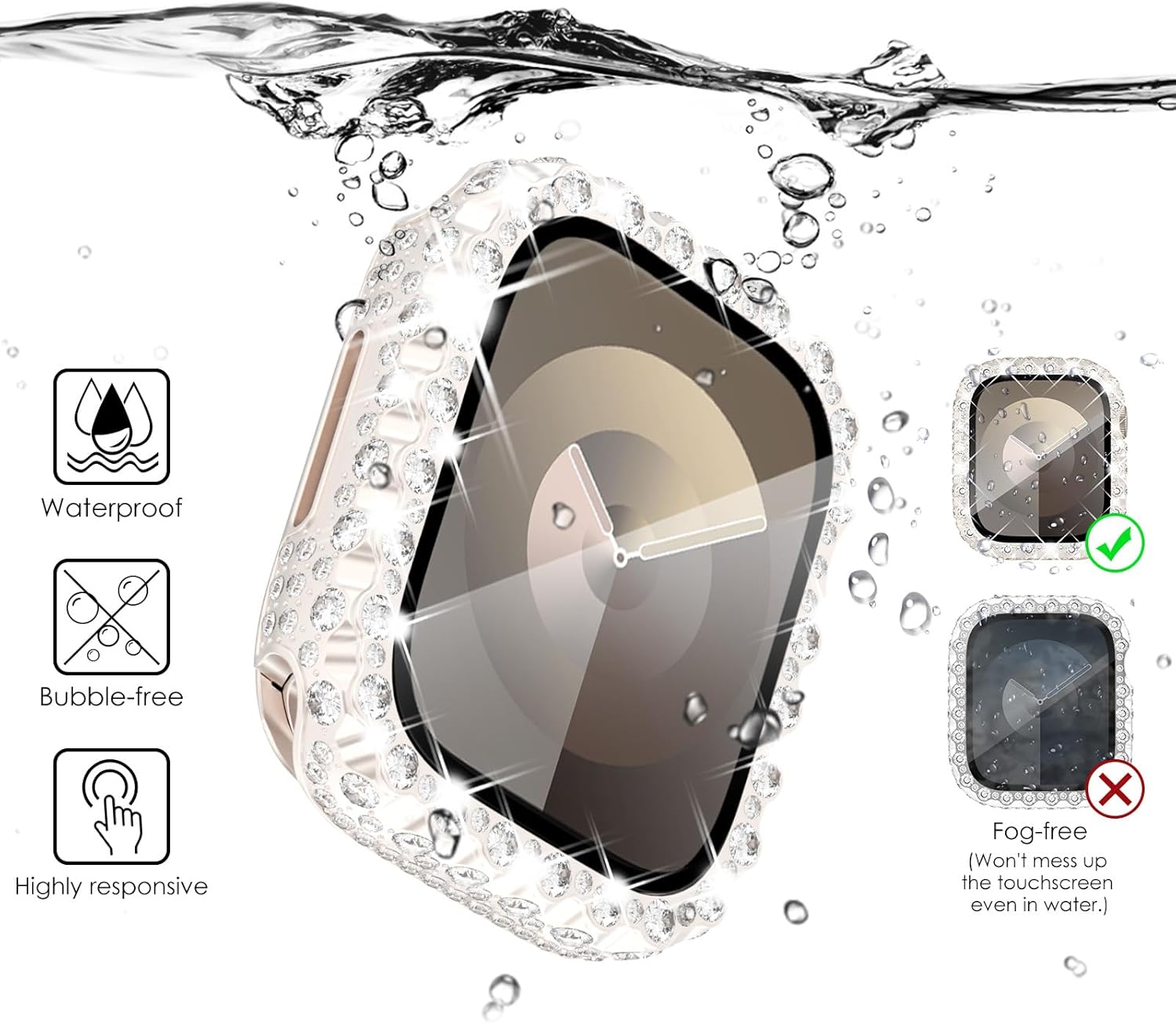 Detalle 2 de Fullife 2 in 1 Waterproof Bling Case for Apple Watch 46mm