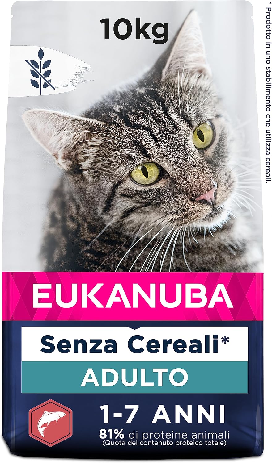 Detalle de EUKANUBA Grain Free cibo secco per gatti adulti al salmone – 10 kg