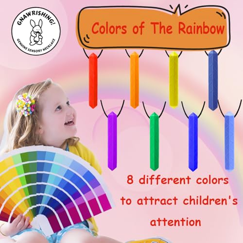 Thumbnail 7 de GNAWRISHING Lot de 8 colliers sensoriels à mâcher – forme du diamant, silicone alimentaire sans BPA