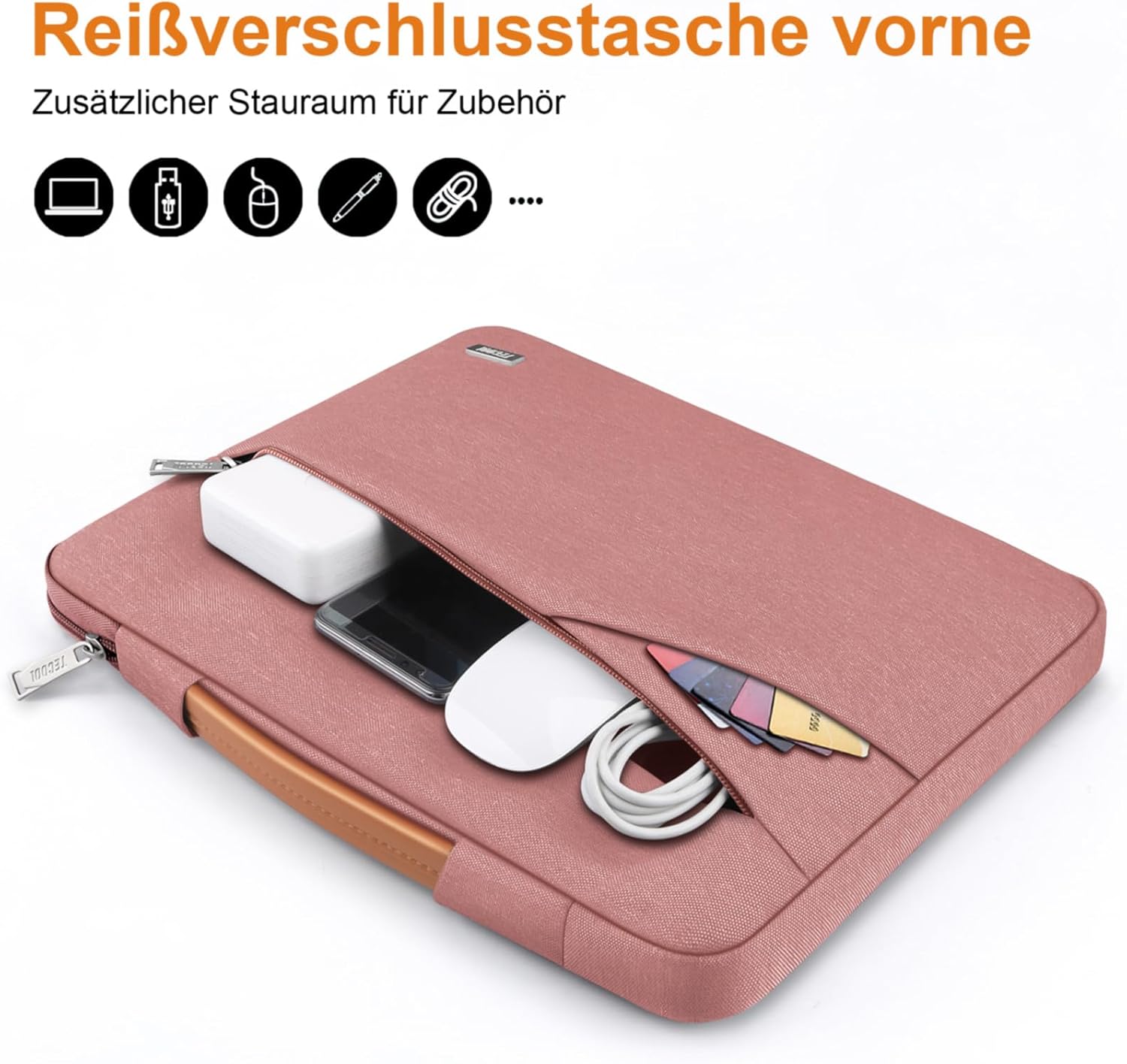 Detalle de TECOOL 16 Zoll Laptoptasche Hülle rosa – kompatibel mit MacBook Pro 16, 16 Zoll Notebooks und mehr